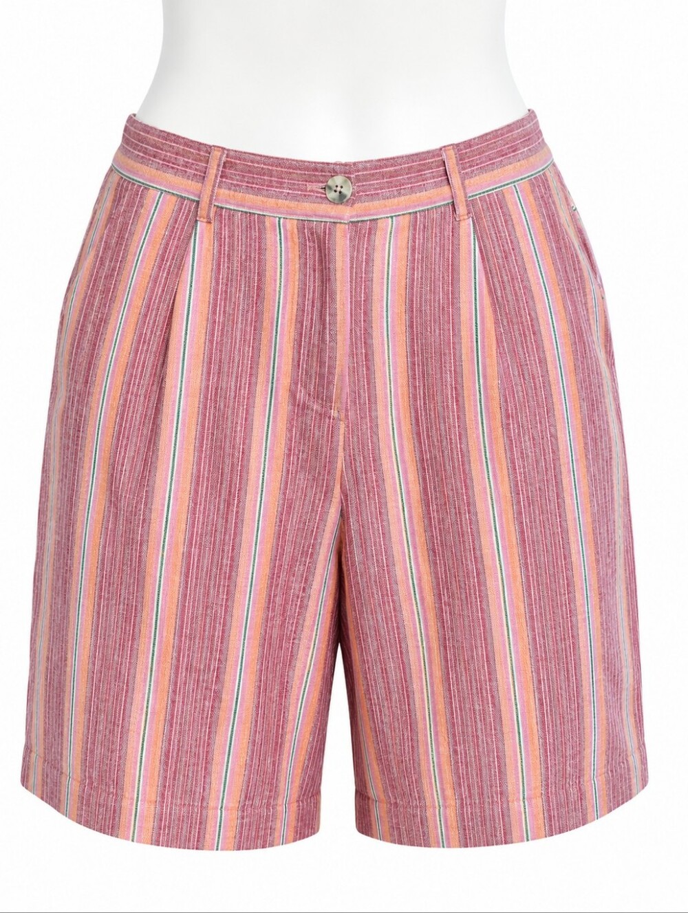 J. JILL LOVE‎ LINEN | 100% Linen Striped Shorts Pink Multi Pockets Vacation | 16